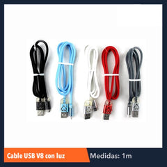 X3 USB TYPE V8 CABLE WITH LED LIGHT (3 PACK)