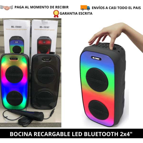 Tecno-Moda HN BOCINA RECARGABLE LED BLUETOOTH 2X4" comprar online tienda tecno-moda tecnomoda honduras hn virtual
