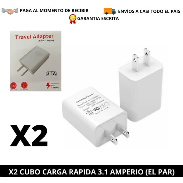 Tecno-Moda HN ﻿X2 CUBO CARGA RAPIDA 3.1 AMPERIOS (EL PAR) comprar online tienda tecno-moda tecnomoda honduras hn virtual