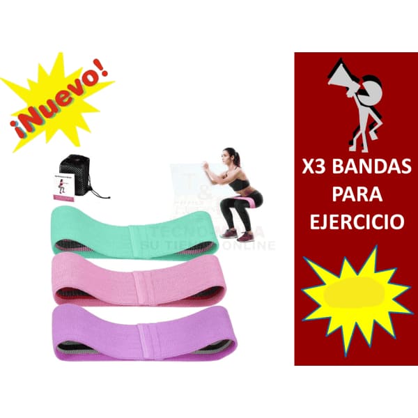 Tecno-Moda HN X3 BANDAS PARA EJERCICIO (PAQUETE DE 3 UNIDS) comprar online tienda tecno-moda tecnomoda honduras hn virtual